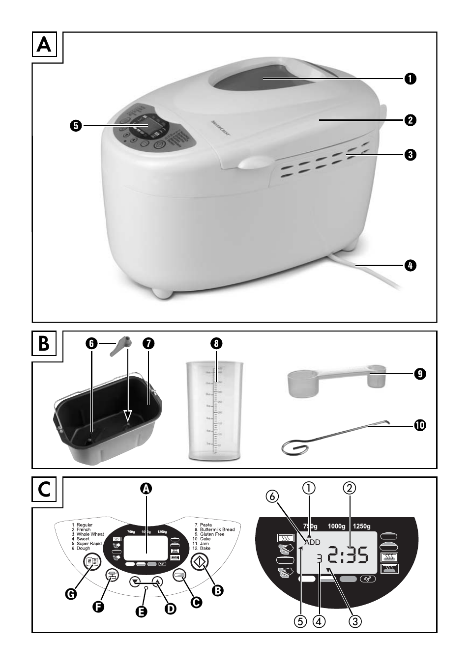 Ac b | Silvercrest BREAD MAKER SBB 850 A1 User Manual | Page 3 / 160