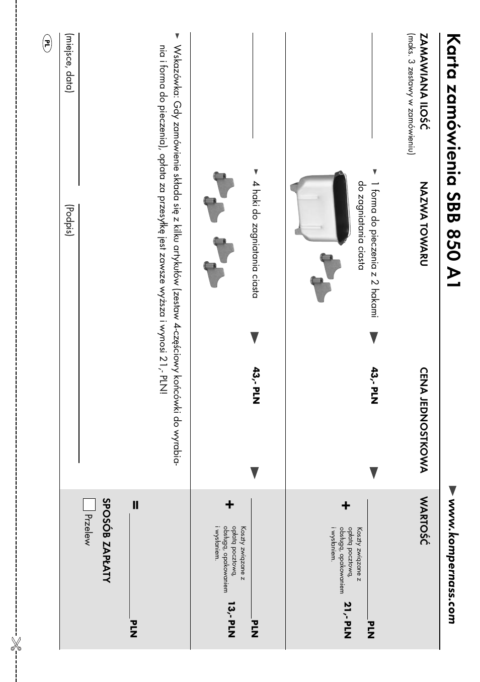 Ka rta zamó wienia sbb 850 a1 | Silvercrest BREAD MAKER SBB 850 A1 User Manual | Page 46 / 160