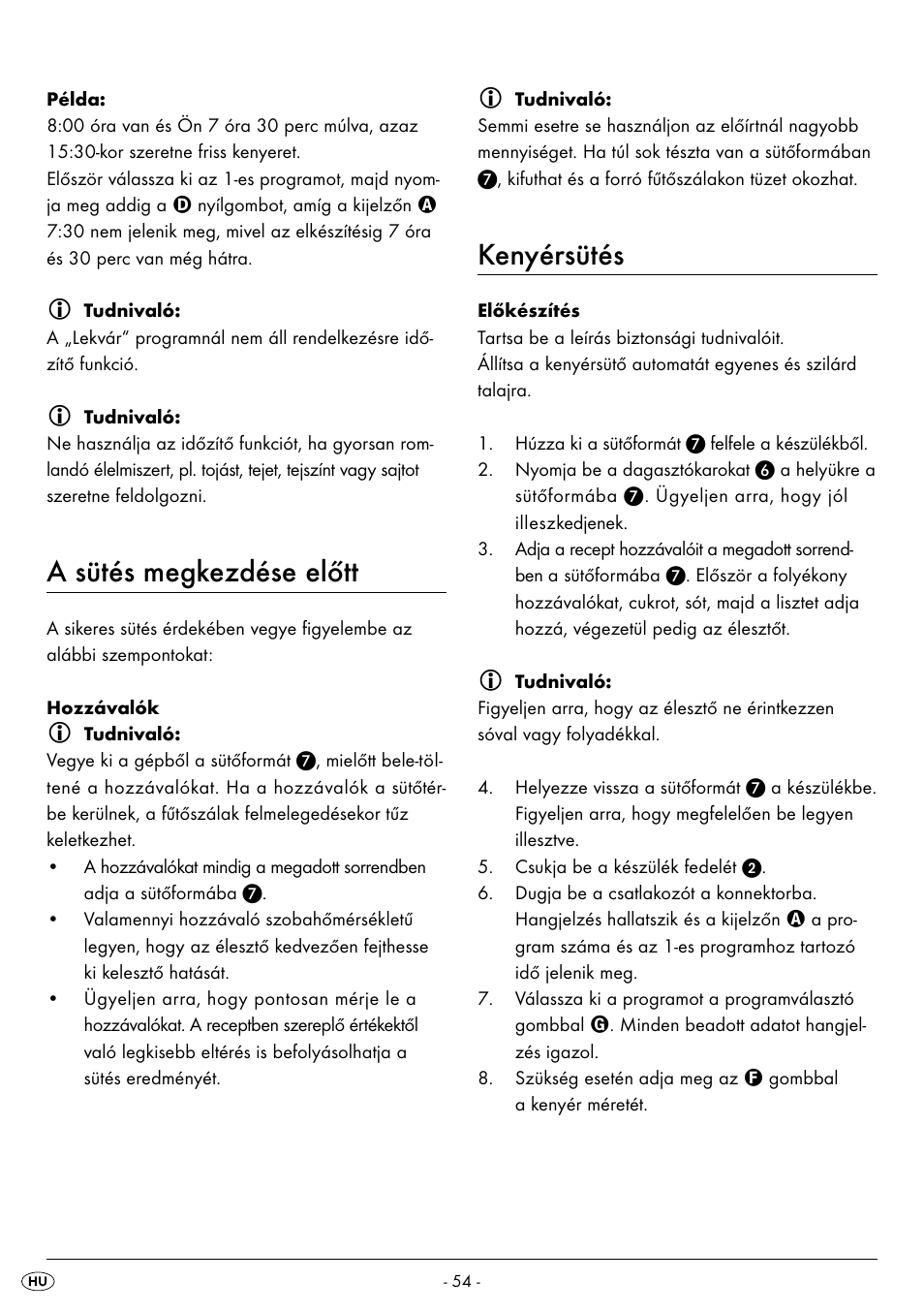 A sütés megkezdése előtt, Kenyérsütés | Silvercrest BREAD MAKER SBB 850 A1 User Manual | Page 57 / 160