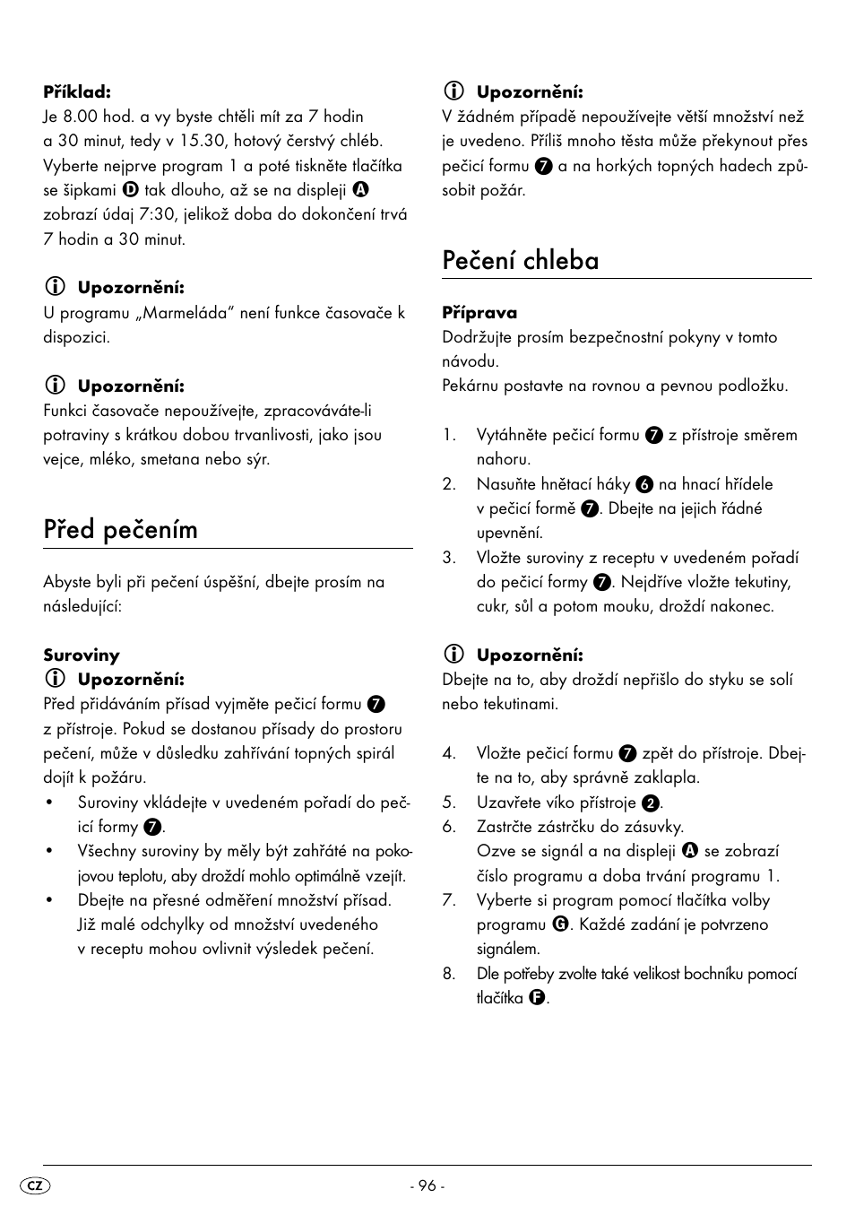 Před pečením, Pečení chleba | Silvercrest BREAD MAKER SBB 850 A1 User Manual | Page 99 / 160
