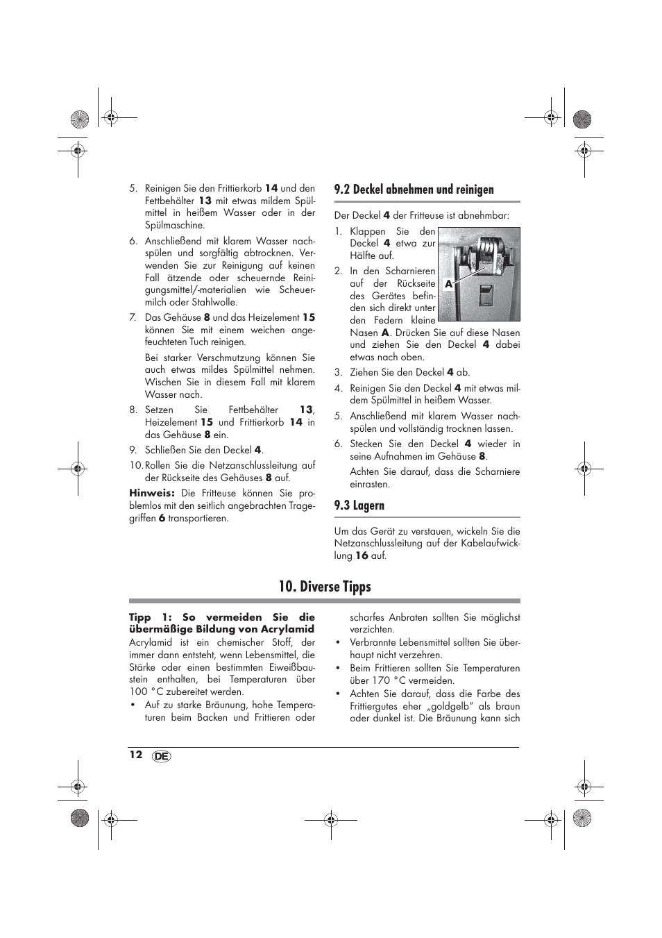 Diverse tipps, 2 deckel abnehmen und reinigen, 3 lagern | Silvercrest SKF 2800 A1 User Manual | Page 14 / 74