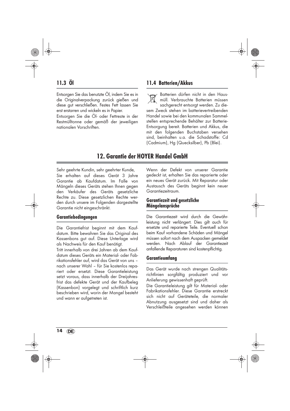 Garantie der hoyer handel gmbh | Silvercrest SKF 2800 A1 User Manual | Page 16 / 74