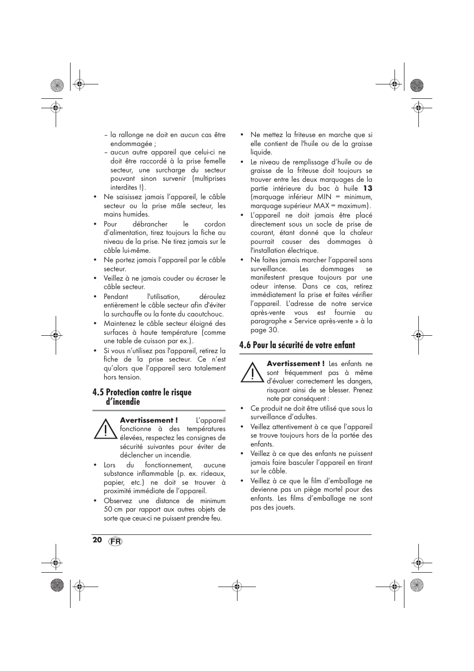 5 protection contre le risque d’incendie, 6 pour la sécurité de votre enfant | Silvercrest SKF 2800 A1 User Manual | Page 22 / 74