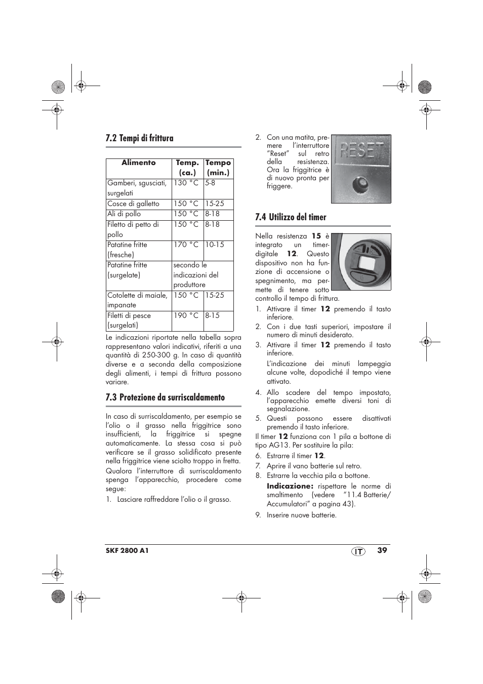 2 tempi di frittura, 3 protezione da surriscaldamento, 4 utilizzo del timer | Silvercrest SKF 2800 A1 User Manual | Page 41 / 74