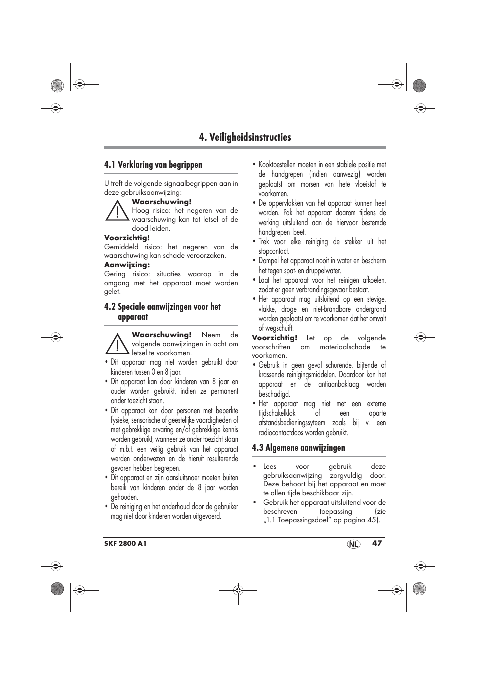 Veiligheidsinstructies | Silvercrest SKF 2800 A1 User Manual | Page 49 / 74