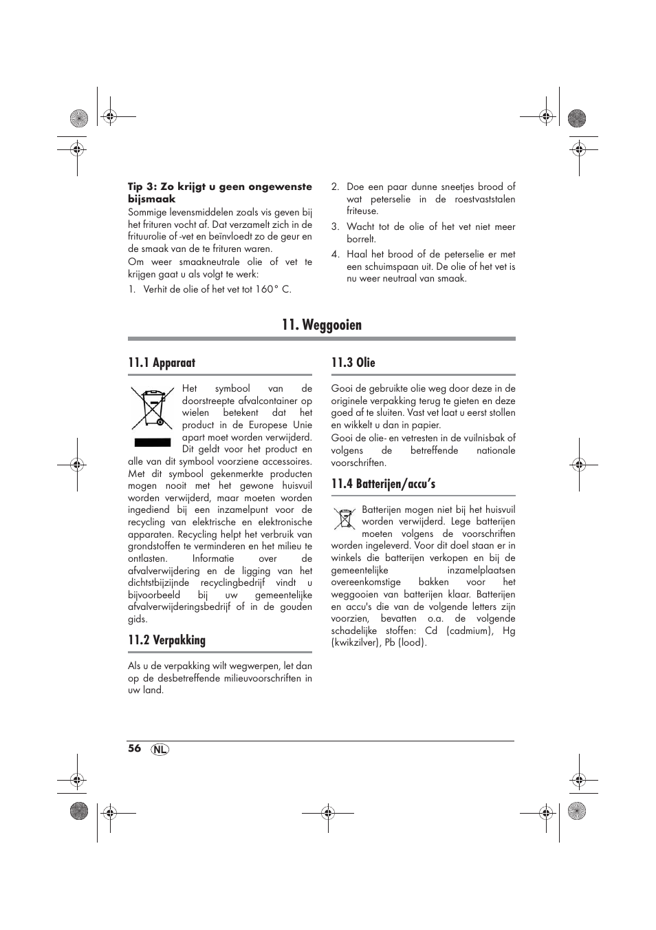 Weggooien, 1 apparaat, 2 verpakking | 3 olie, 4 batterijen/accu’s | Silvercrest SKF 2800 A1 User Manual | Page 58 / 74