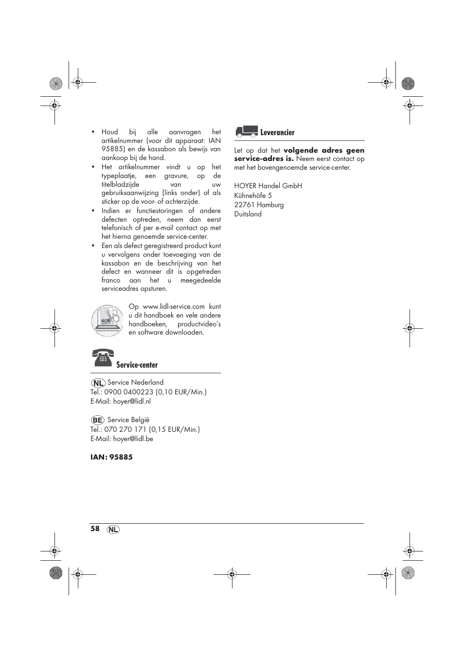 Service-center, Leverancier | Silvercrest SKF 2800 A1 User Manual | Page 60 / 74