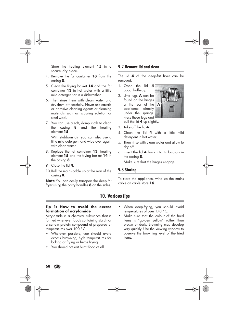 Various tips, 2 remove lid and clean, 3 storing | Silvercrest SKF 2800 A1 User Manual | Page 70 / 74