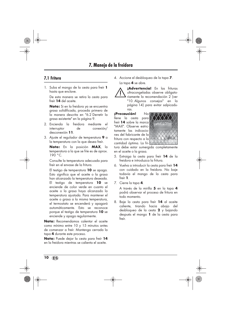 Manejo de la freidora, 1 fritura | Silvercrest SKF 2800 A1 User Manual | Page 12 / 78