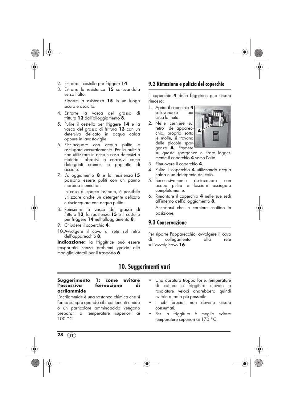 Suggerimenti vari, 2 rimozione e pulizia del coperchio, 3 conservazione | Silvercrest SKF 2800 A1 User Manual | Page 30 / 78