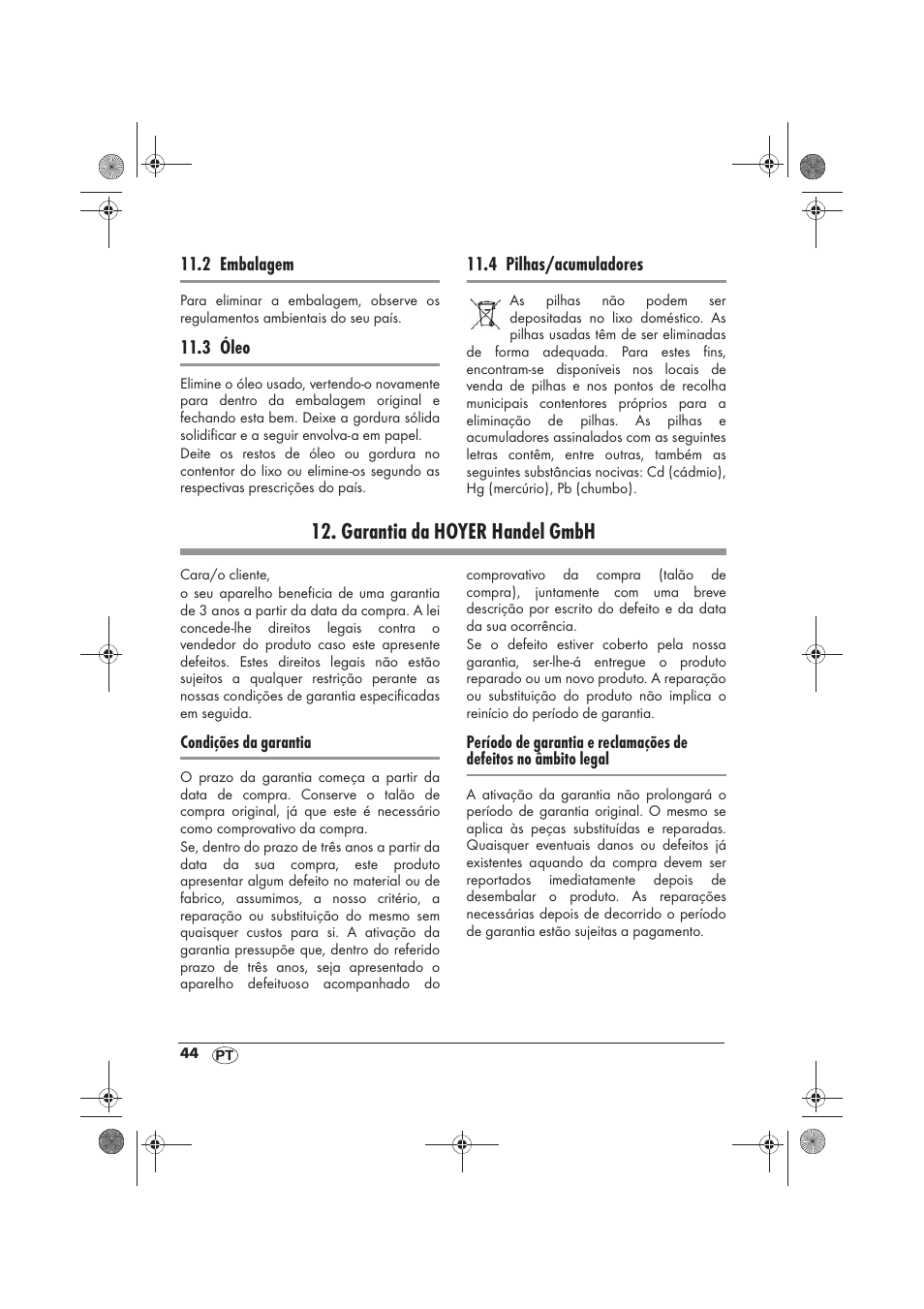 Garantia da hoyer handel gmbh | Silvercrest SKF 2800 A1 User Manual | Page 46 / 78