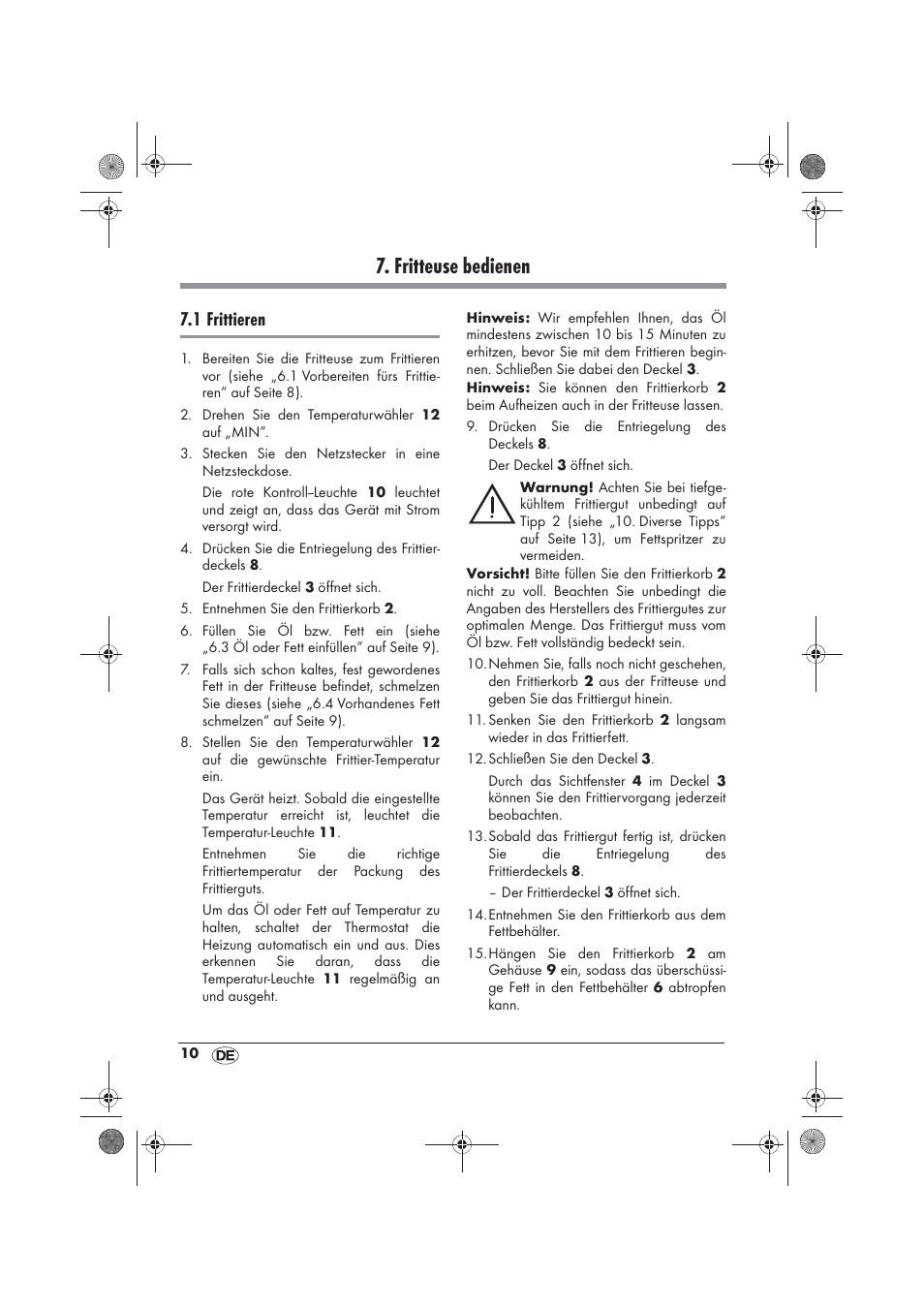 Fritteuse bedienen, 1 frittieren | Silvercrest SFM 840 A2 User Manual | Page 12 / 74