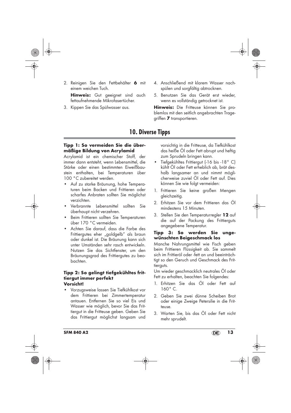 Diverse tipps | Silvercrest SFM 840 A2 User Manual | Page 15 / 74