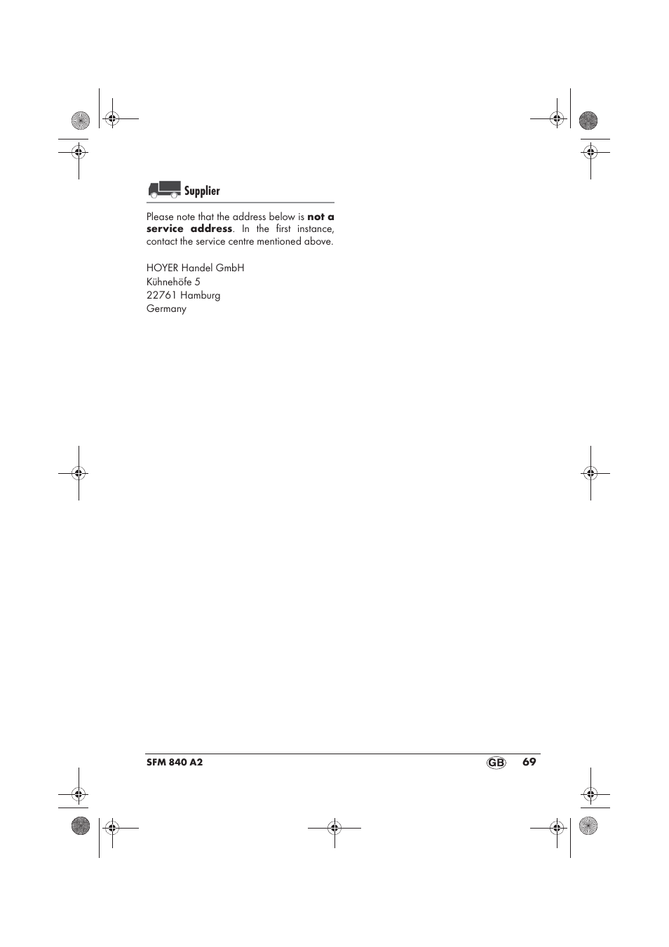 Supplier | Silvercrest SFM 840 A2 User Manual | Page 71 / 74
