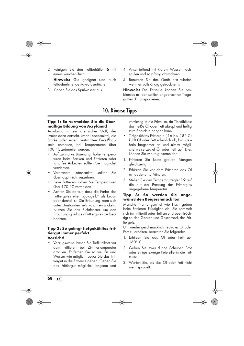 Diverse tipps | Silvercrest SFM 840 A2 User Manual | Page 70 / 74