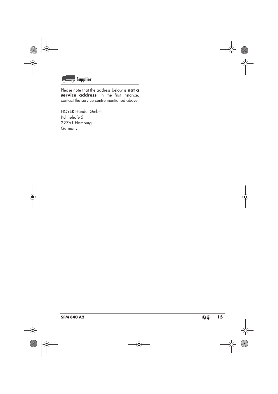 Supplier | Silvercrest SFM 840 A2 User Manual | Page 17 / 98