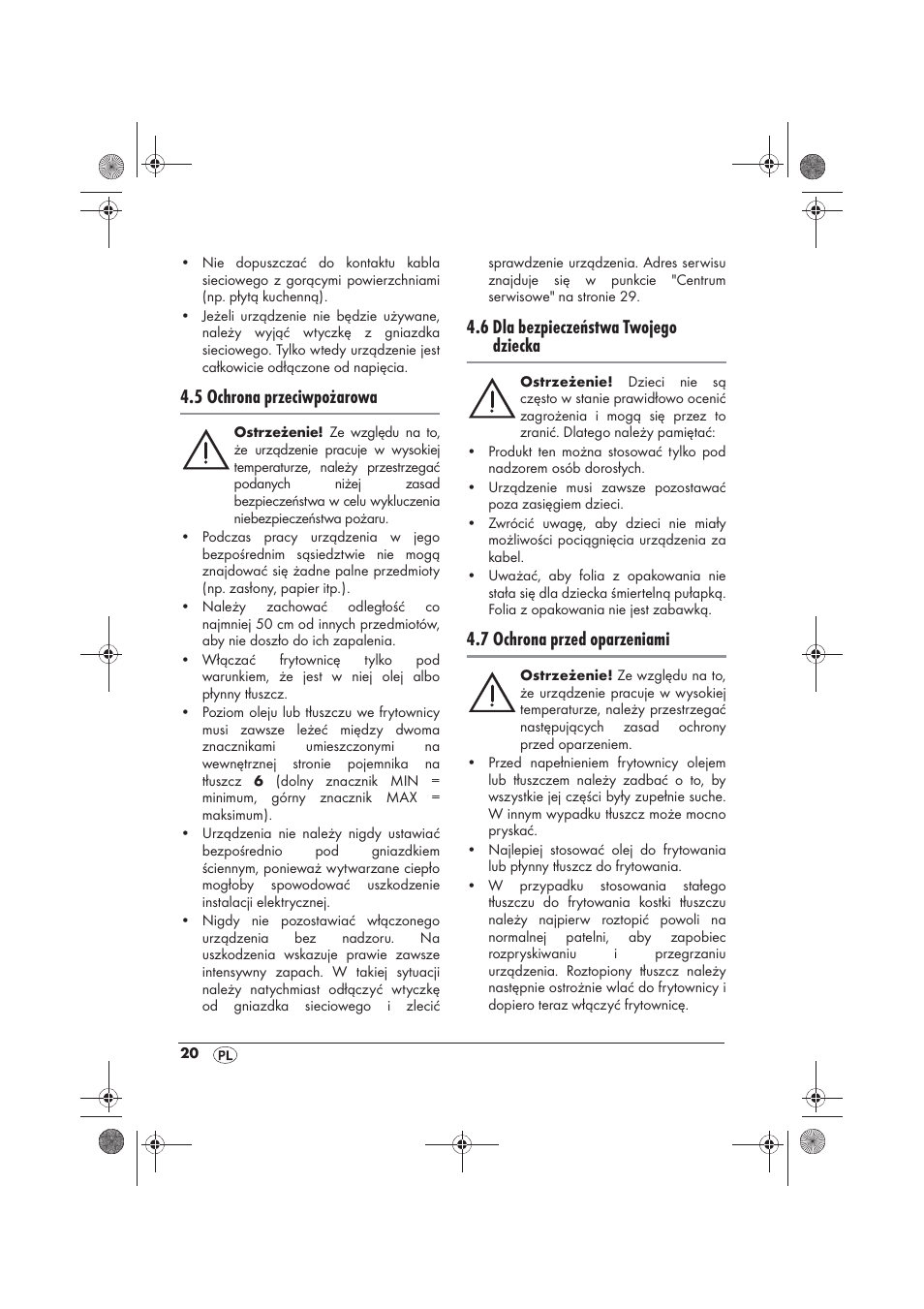 5 ochrona przeciwpożarowa, 6 dla bezpieczeństwa twojego dziecka, 7 ochrona przed oparzeniami | Silvercrest SFM 840 A2 User Manual | Page 22 / 98
