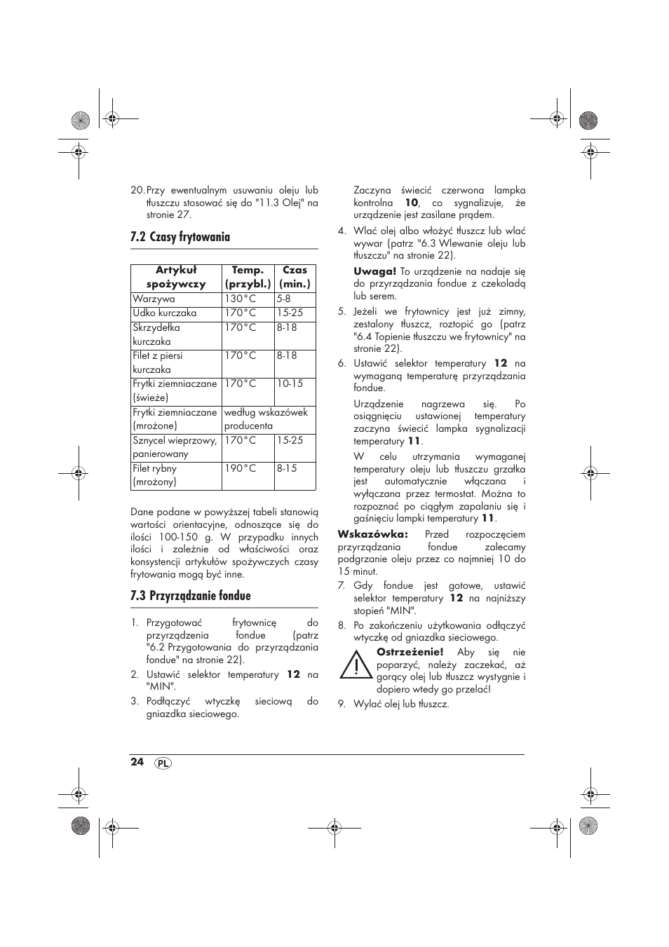 2 czasy frytowania, 3 przyrządzanie fondue | Silvercrest SFM 840 A2 User Manual | Page 26 / 98