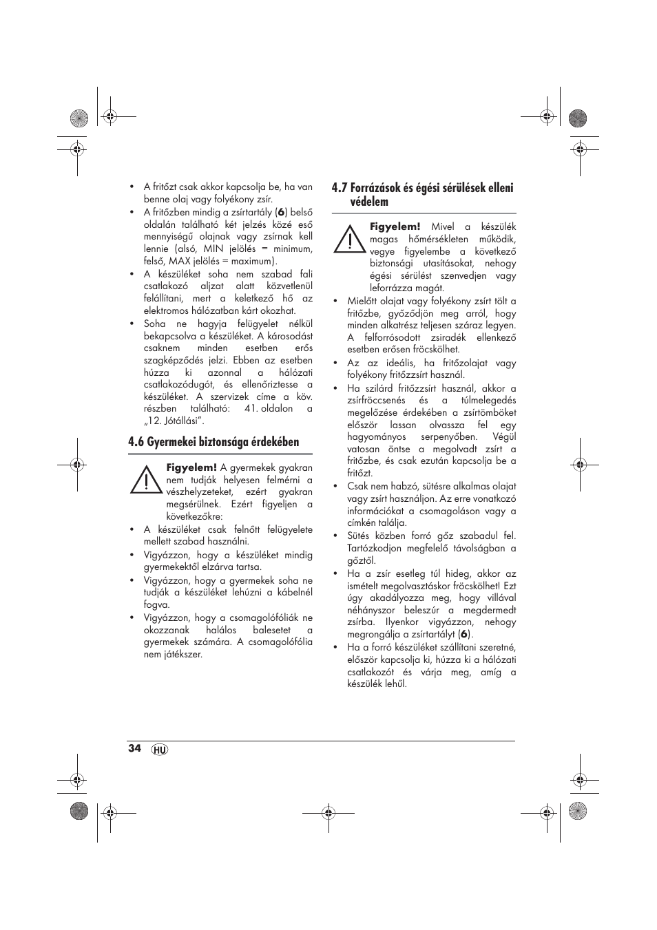 6 gyermekei biztonsága érdekében, 7 forrázások és égési sérülések elleni védelem | Silvercrest SFM 840 A2 User Manual | Page 36 / 98