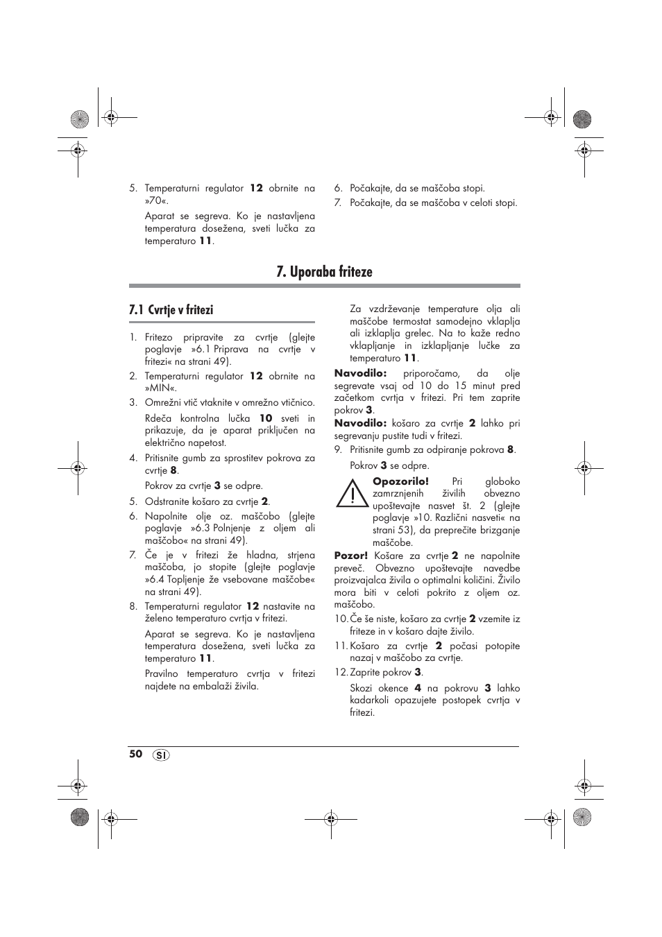 Uporaba friteze, 1 cvrtje v fritezi | Silvercrest SFM 840 A2 User Manual | Page 52 / 98