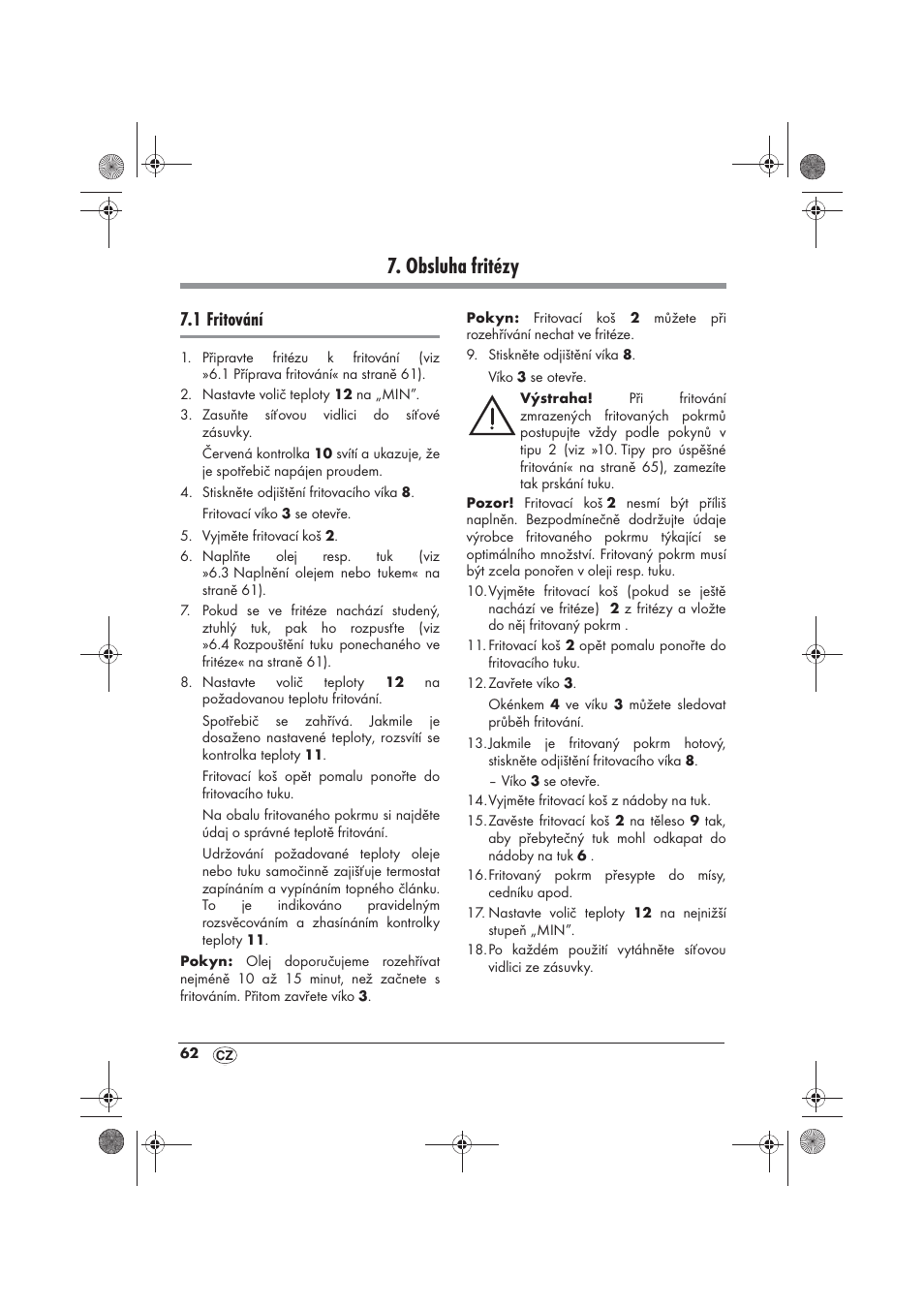 Obsluha fritézy, 1 fritování | Silvercrest SFM 840 A2 User Manual | Page 64 / 98