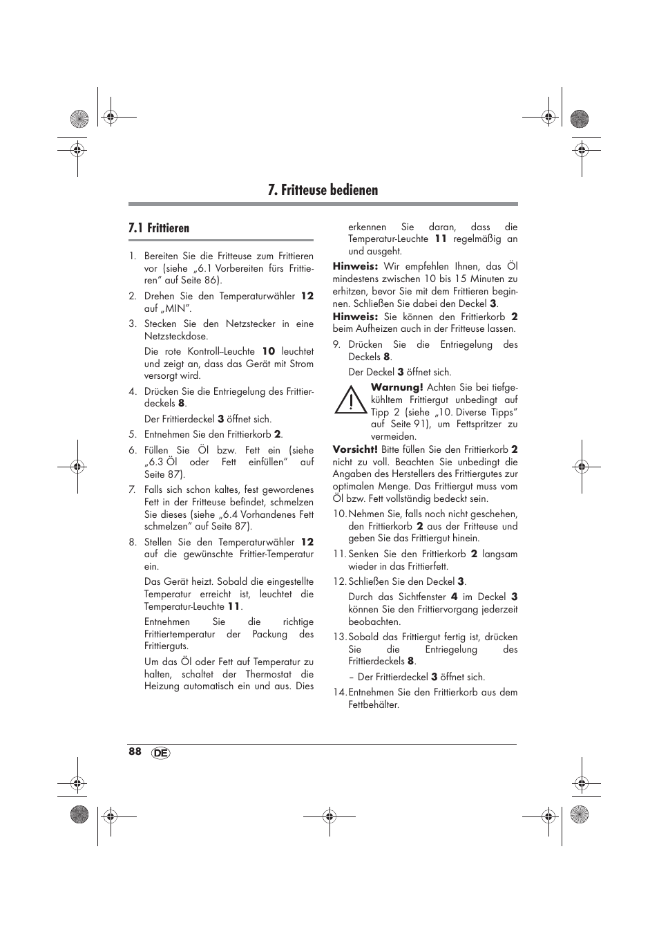 Fritteuse bedienen, 1 frittieren | Silvercrest SFM 840 A2 User Manual | Page 90 / 98