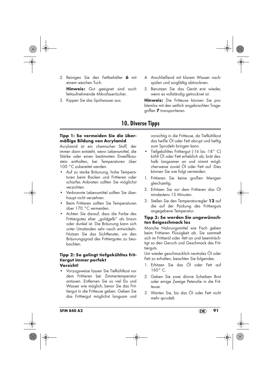 Diverse tipps | Silvercrest SFM 840 A2 User Manual | Page 93 / 98