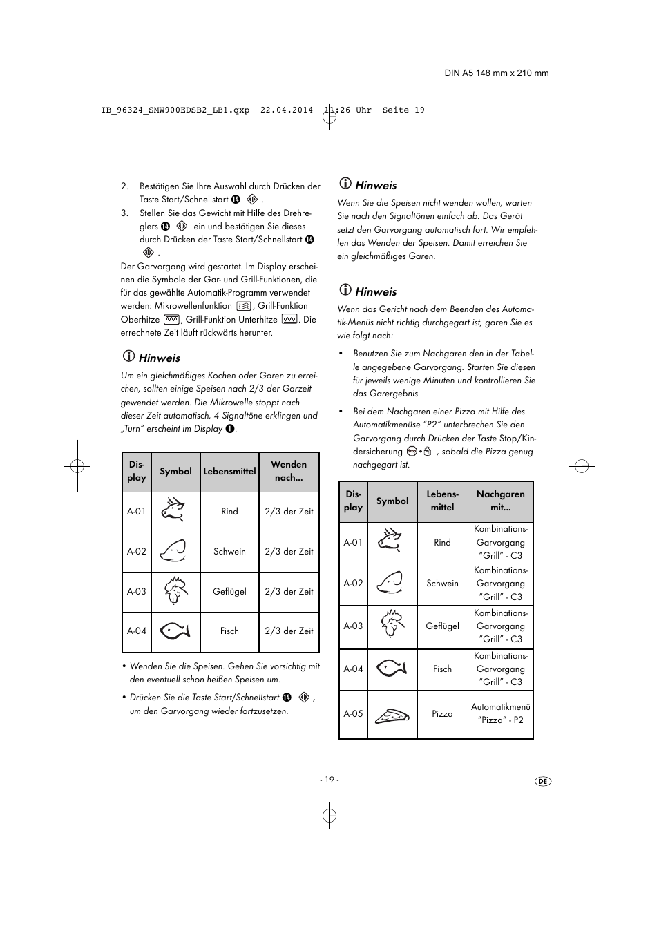 Hinweis | Silvercrest SMW 900 EDS B2 User Manual | Page 22 / 134