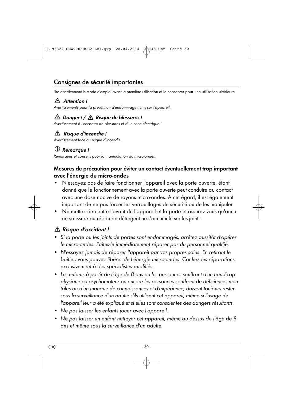 Consignes de sécurité importantes | Silvercrest SMW 900 EDS B2 User Manual | Page 33 / 134