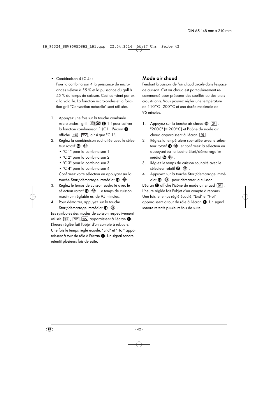 Mode air chaud | Silvercrest SMW 900 EDS B2 User Manual | Page 45 / 134