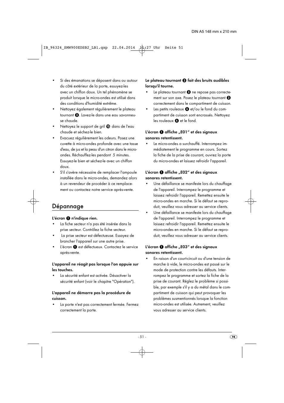 Dépannage | Silvercrest SMW 900 EDS B2 User Manual | Page 54 / 134