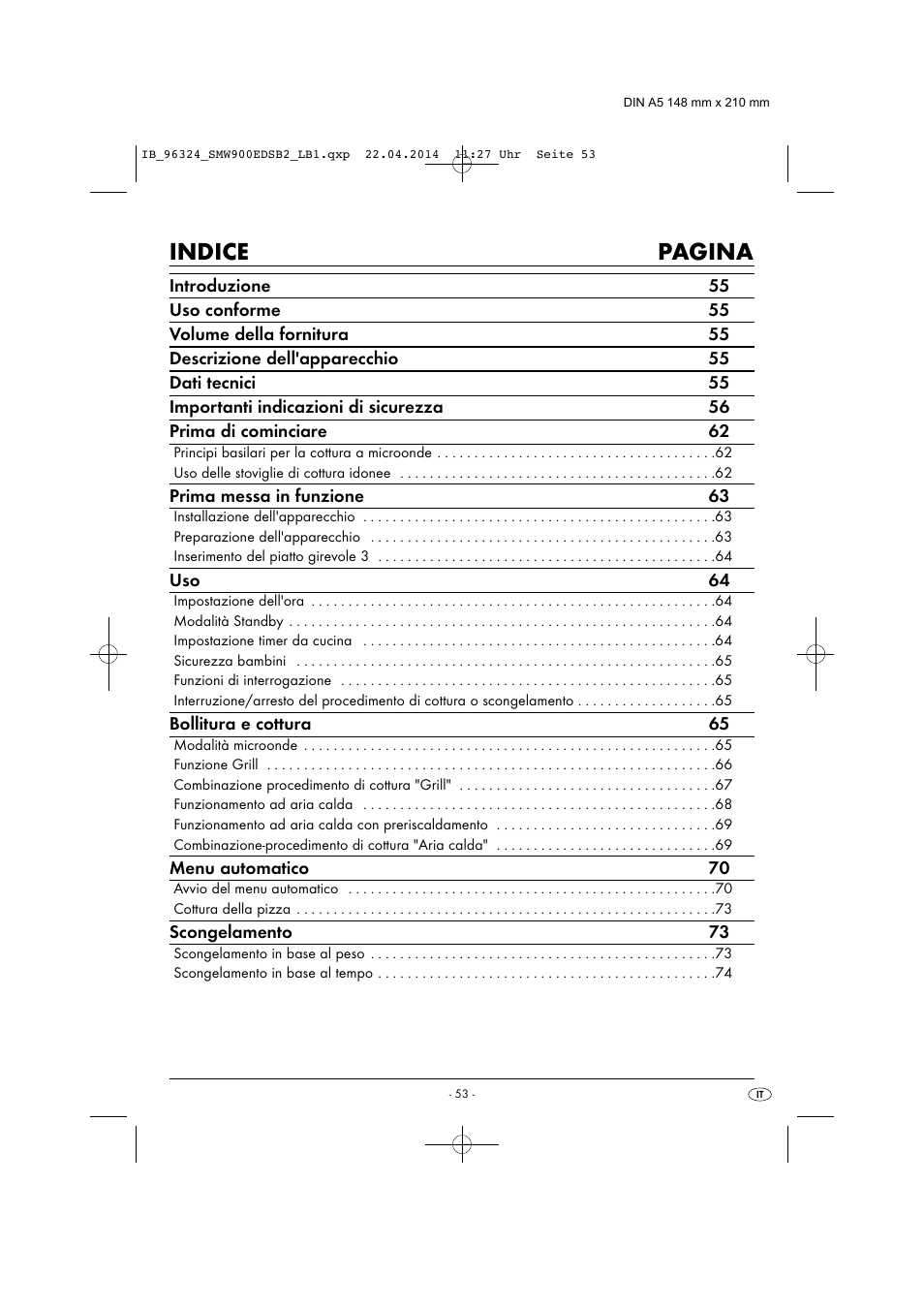 Indice pagina | Silvercrest SMW 900 EDS B2 User Manual | Page 56 / 134