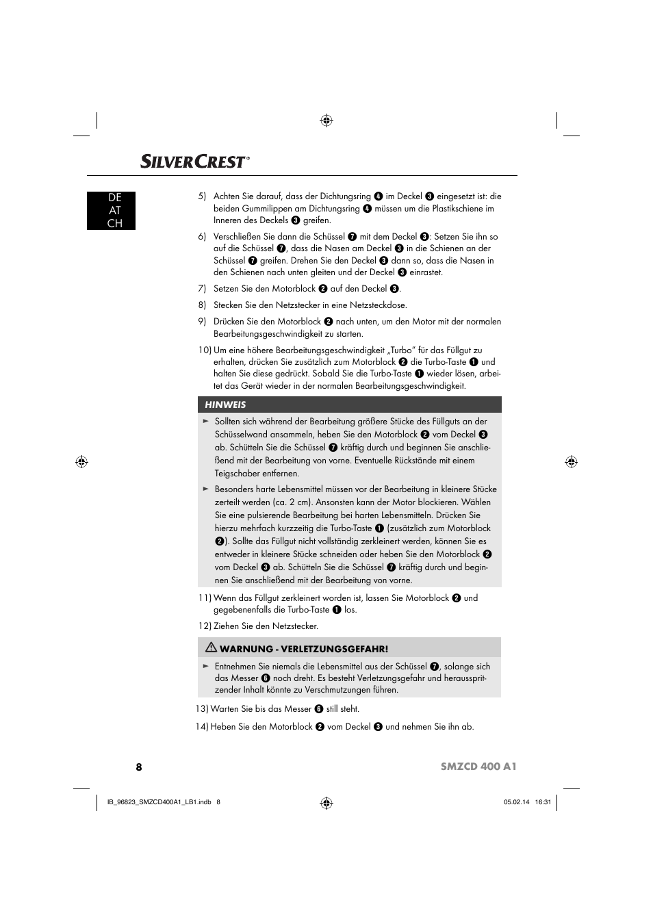 De at ch | Silvercrest SMZCD 400 A1 User Manual | Page 11 / 64