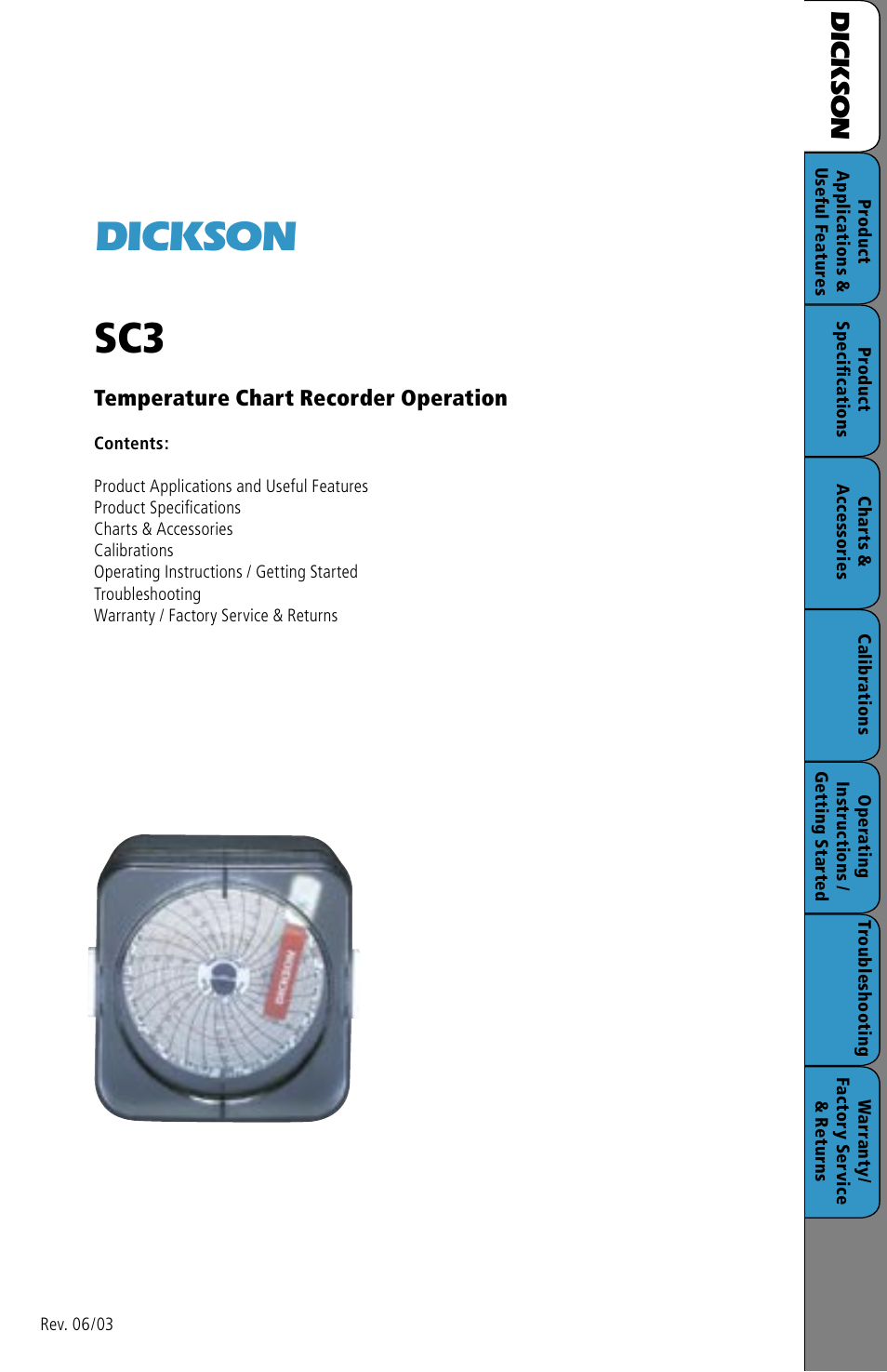 Dickson Industrial SC3 User Manual | 8 pages