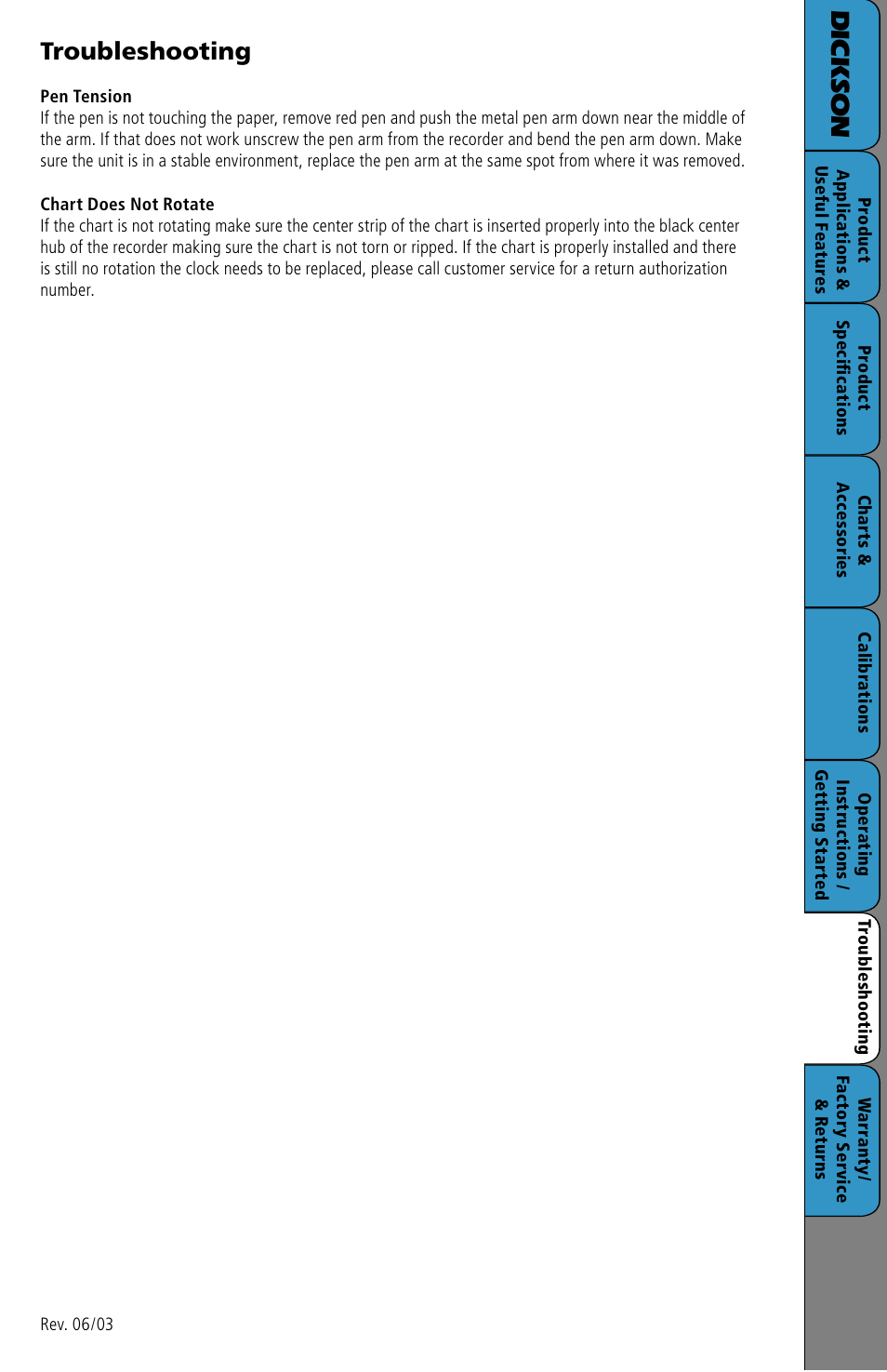 Troubleshooting, Dic k so n | Dickson Industrial SC3 User Manual | Page 7 / 8