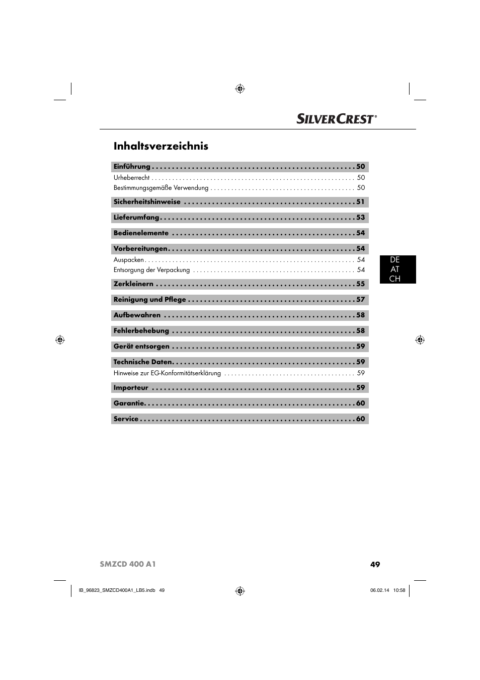 Silvercrest SMZCD 400 A1 User Manual | Page 52 / 64