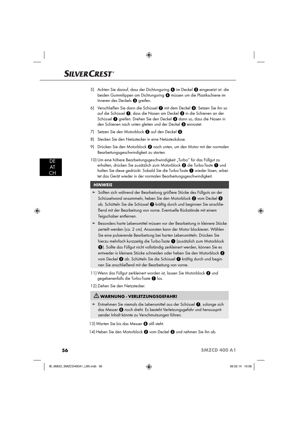 De at ch | Silvercrest SMZCD 400 A1 User Manual | Page 59 / 64