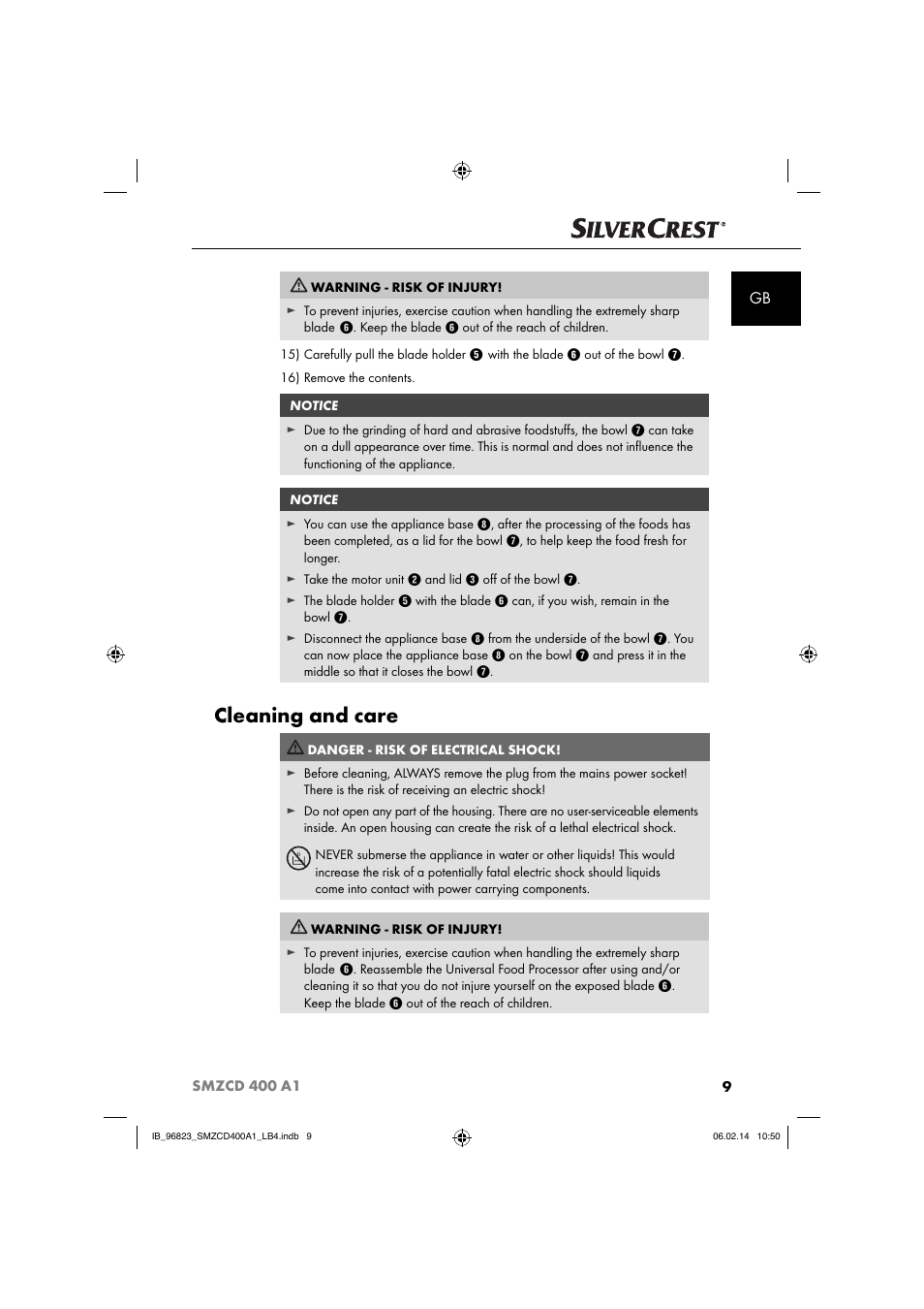 Cleaning and care | Silvercrest SMZCD 400 A1 User Manual | Page 12 / 76