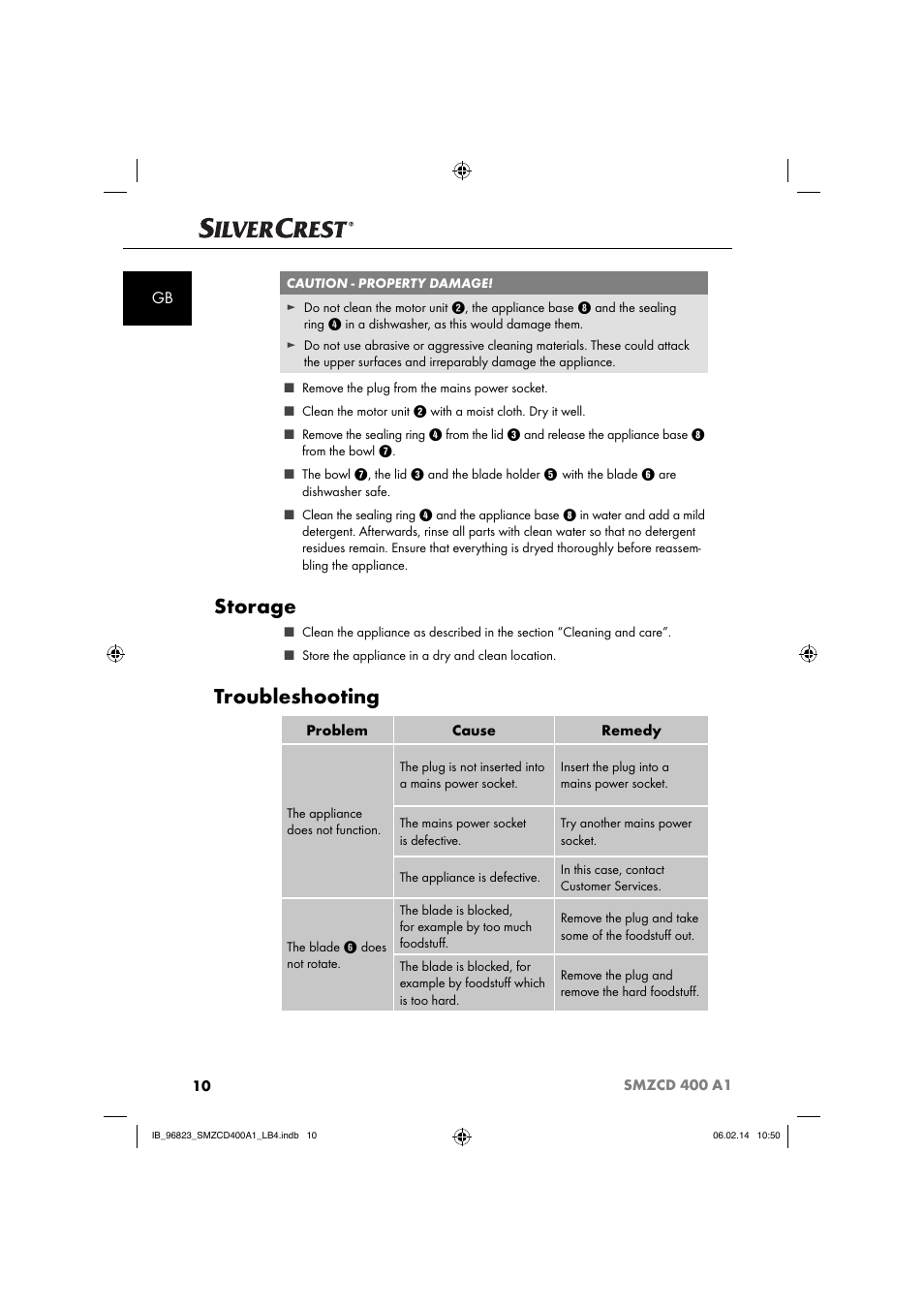 Storage, Troubleshooting | Silvercrest SMZCD 400 A1 User Manual | Page 13 / 76