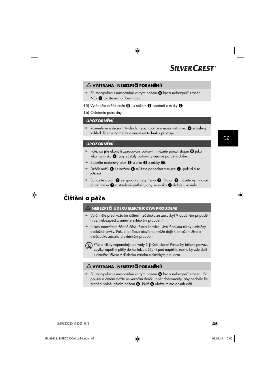 Čištění a péče | Silvercrest SMZCD 400 A1 User Manual | Page 48 / 76