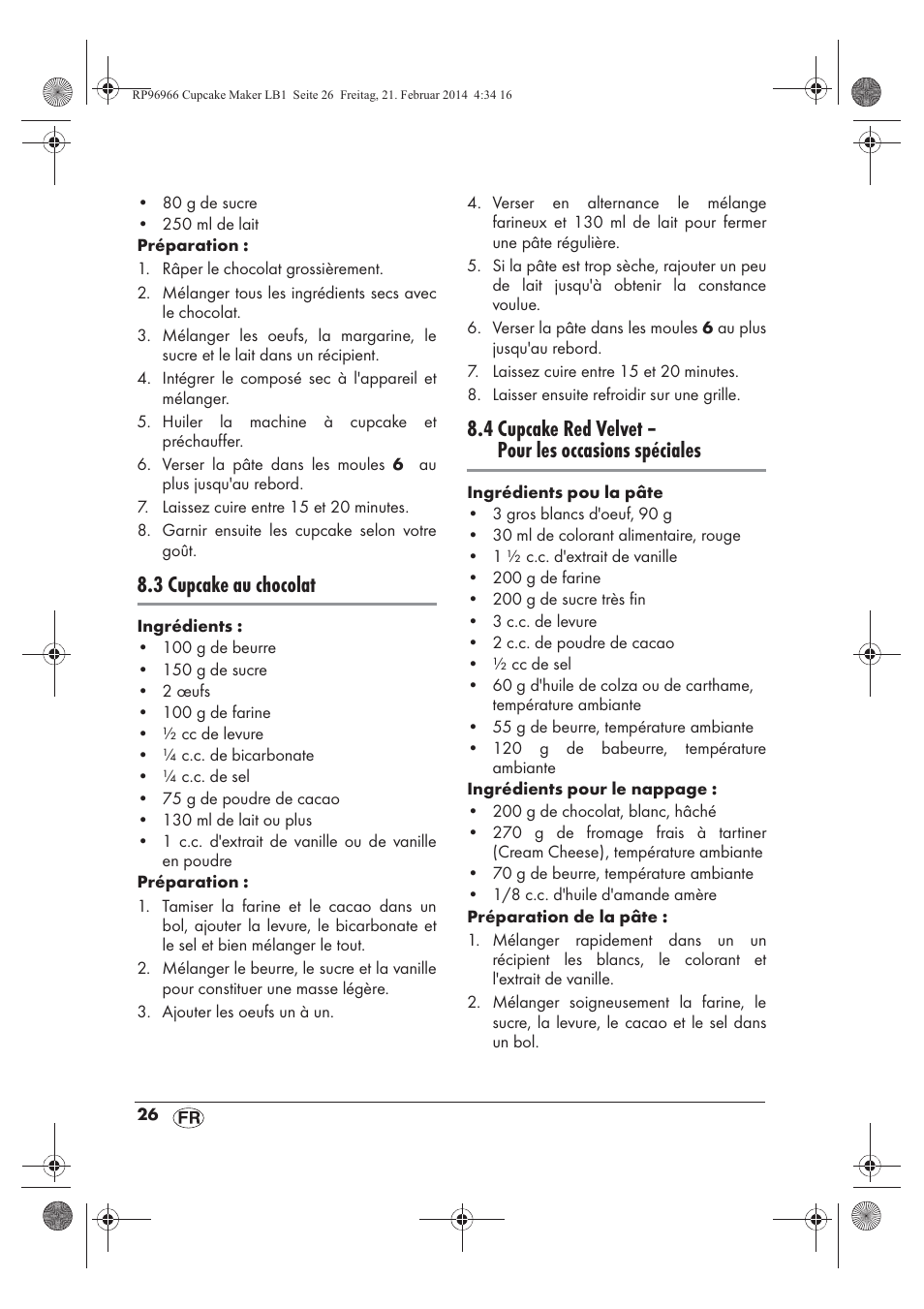 3 cupcake au chocolat | Silvercrest SCCM 800 A1 User Manual | Page 28 / 78