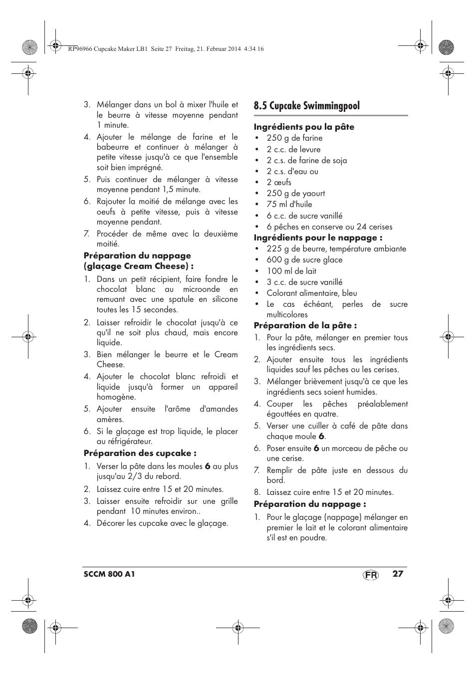 5 cupcake swimmingpool | Silvercrest SCCM 800 A1 User Manual | Page 29 / 78