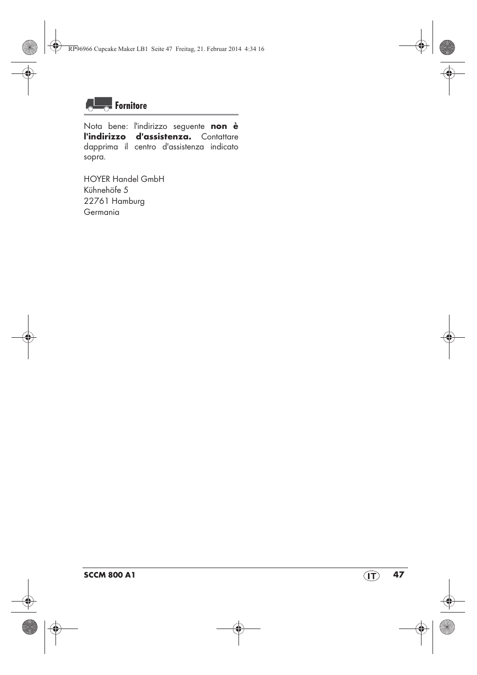 Fornitore | Silvercrest SCCM 800 A1 User Manual | Page 49 / 78