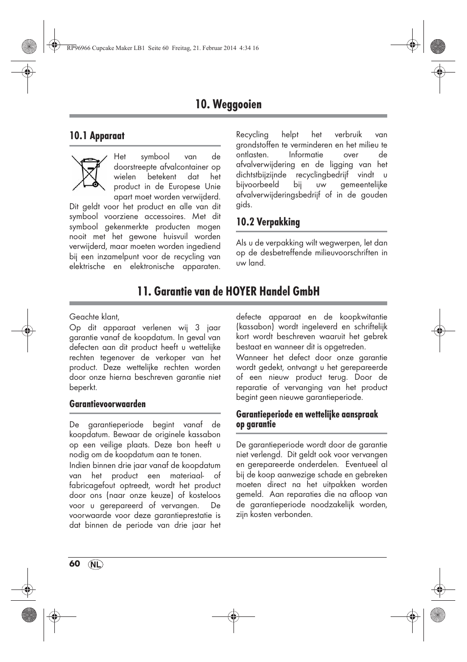 Weggooien, Garantie van de hoyer handel gmbh | Silvercrest SCCM 800 A1 User Manual | Page 62 / 78
