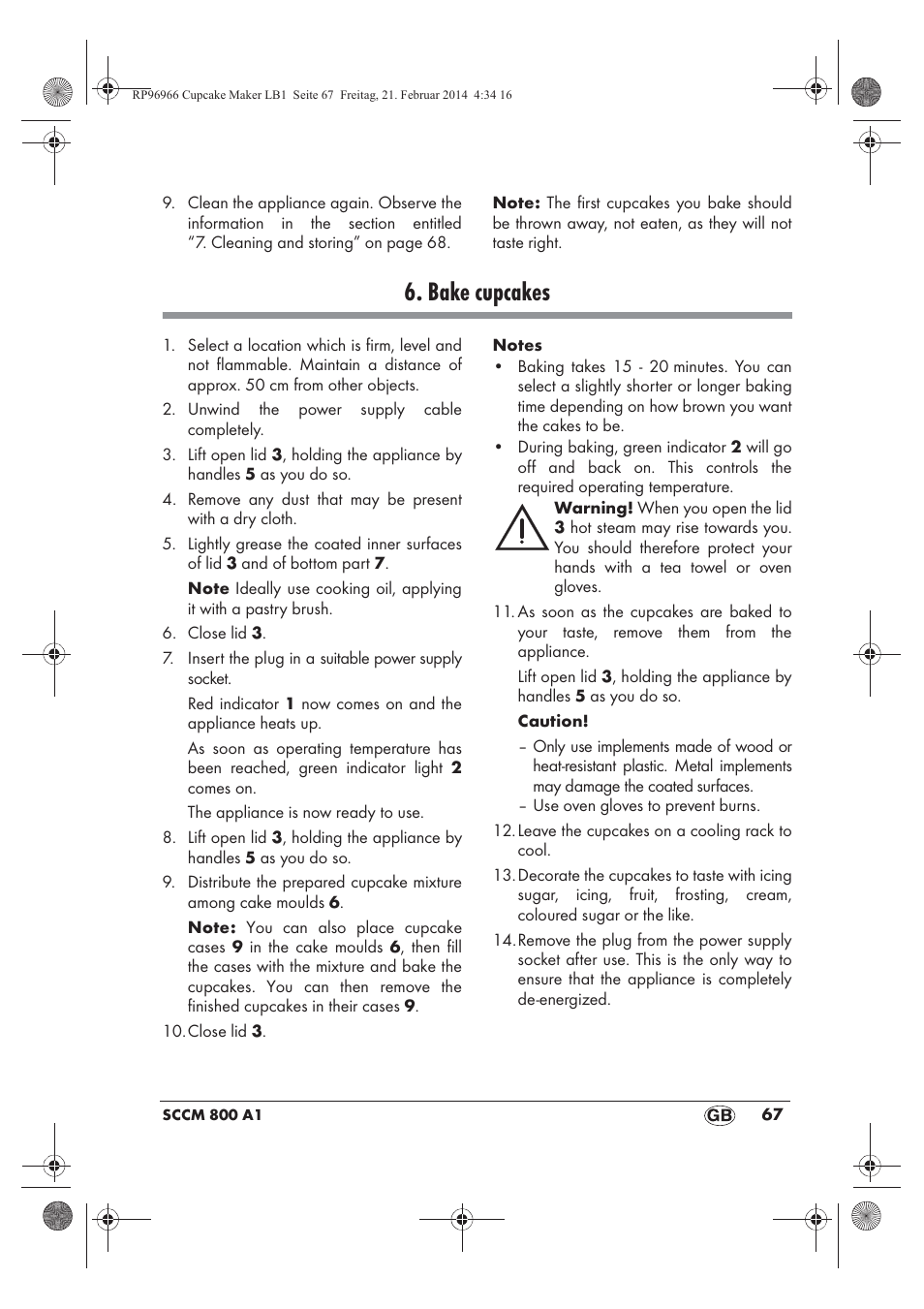 Bake cupcakes | Silvercrest SCCM 800 A1 User Manual | Page 69 / 78