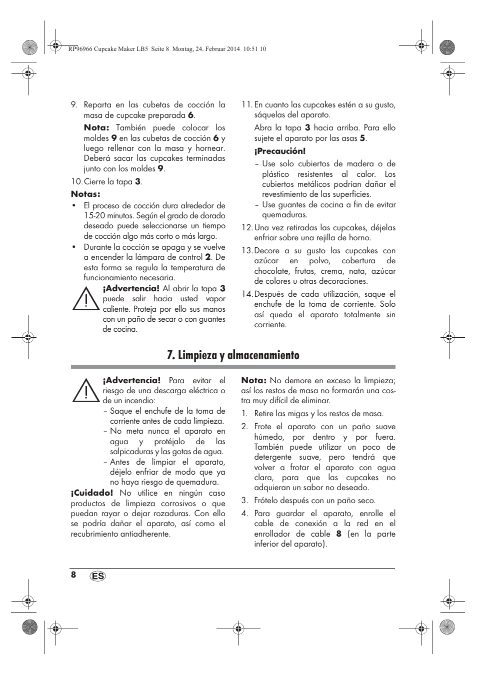 Limpieza y almacenamiento | Silvercrest SCCM 800 A1 User Manual | Page 10 / 78