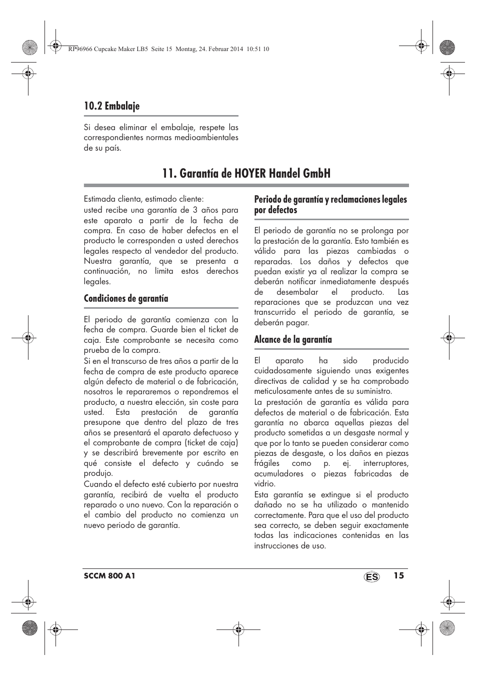 Garantía de hoyer handel gmbh | Silvercrest SCCM 800 A1 User Manual | Page 17 / 78
