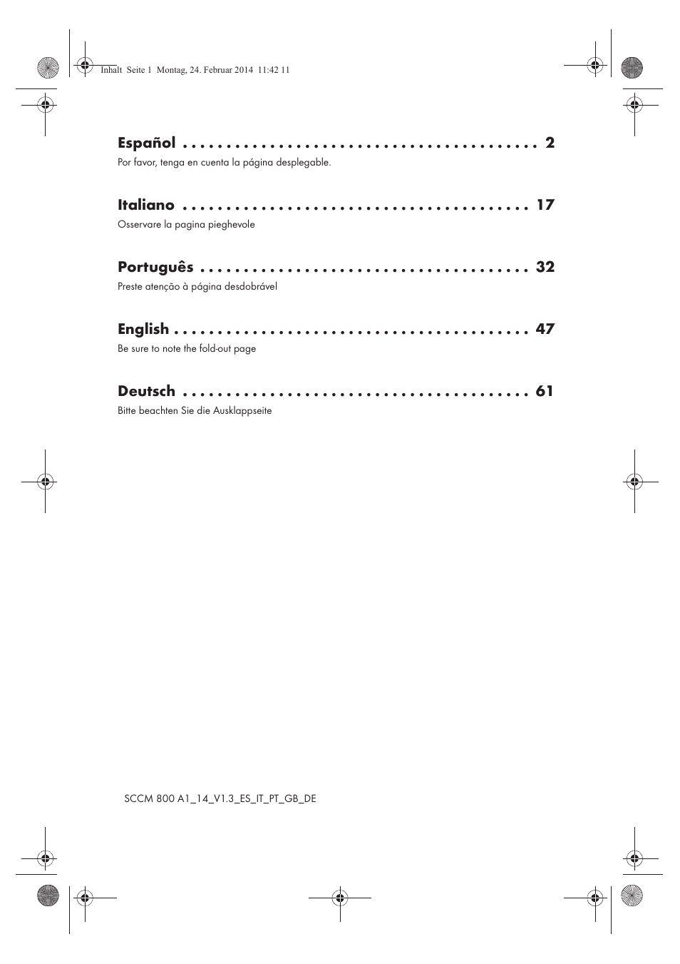 Español, Italiano, Português | English, Deutsch | Silvercrest SCCM 800 A1 User Manual | Page 2 / 78