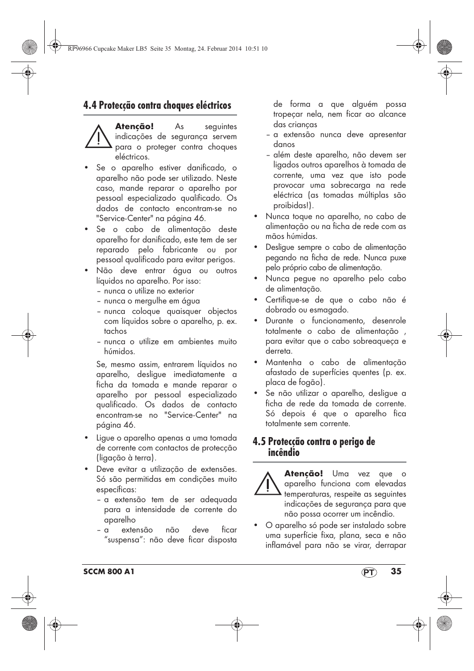 4 protecção contra choques eléctricos, 5 protecção contra o perigo de incêndio | Silvercrest SCCM 800 A1 User Manual | Page 37 / 78