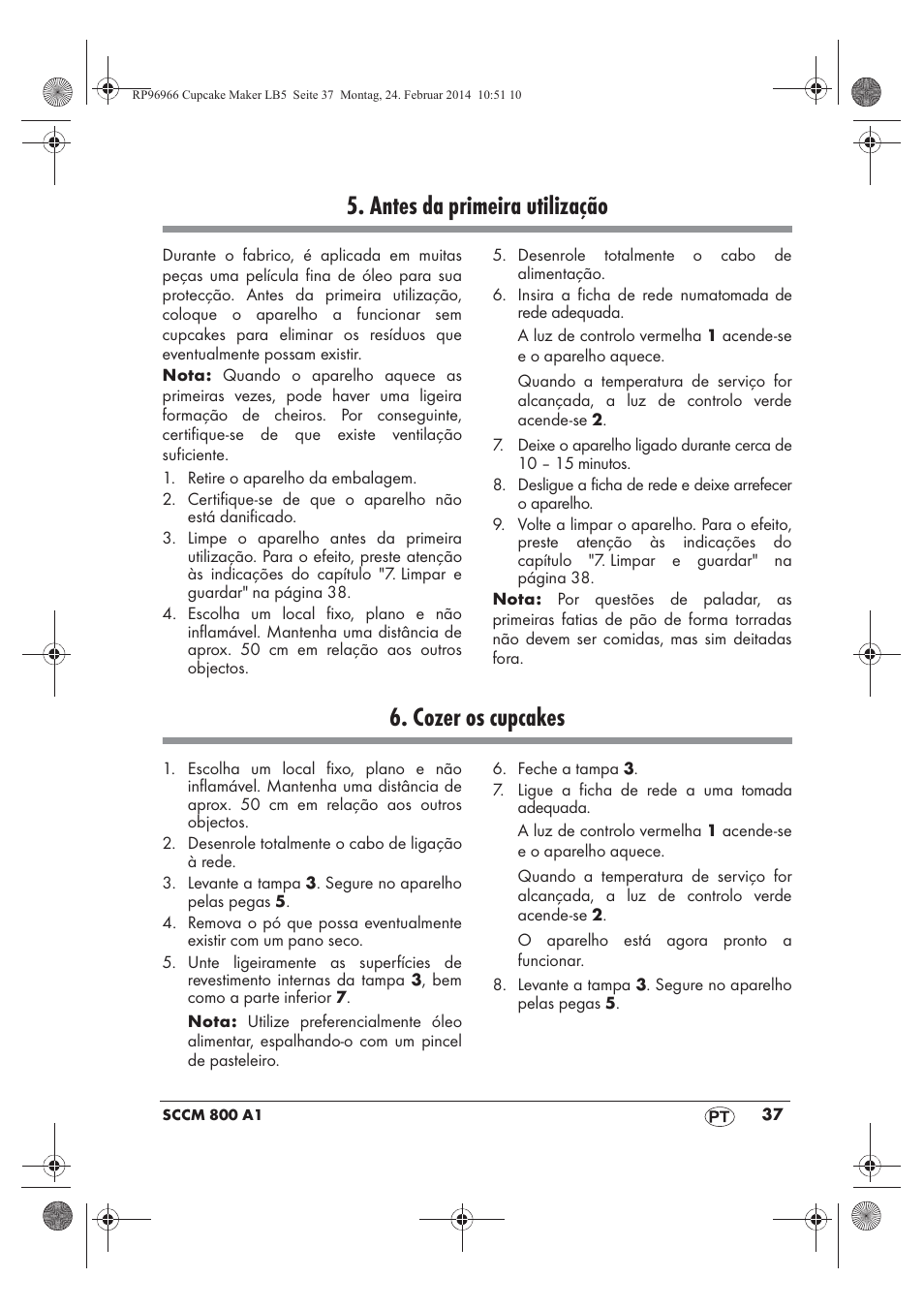 Antes da primeira utilização, Cozer os cupcakes | Silvercrest SCCM 800 A1 User Manual | Page 39 / 78